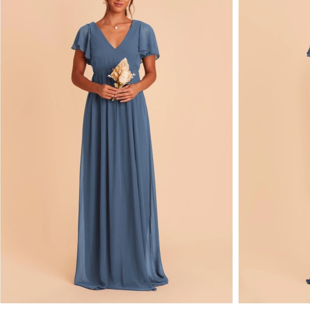 Azazie Blue Maxi Dress with Flutter Sleeves